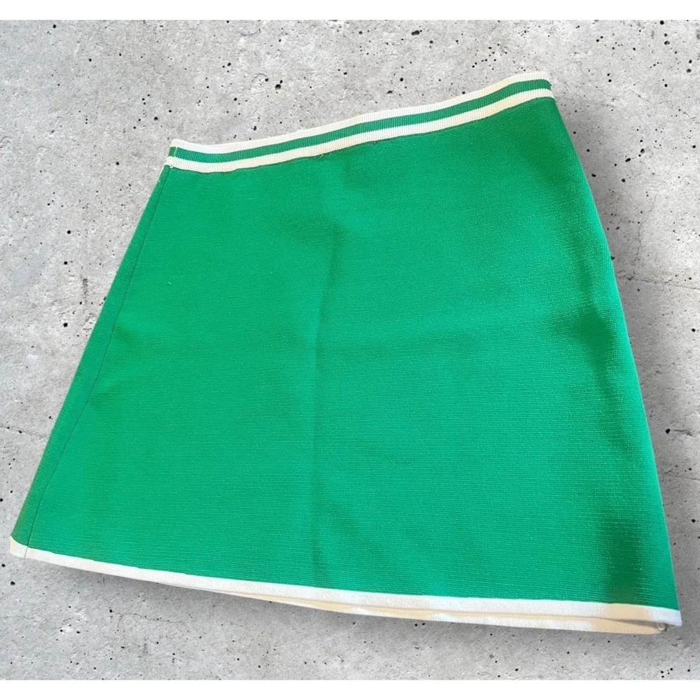 House of Harlow 1960 Green Knit Mini‎ Skirt NWT M White Trim Preppy Golf Tennis